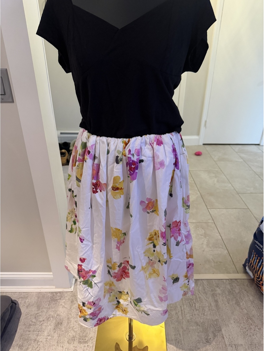 AJE Fleur 100% Cotton Floral volume Midi Skirt elastic waist